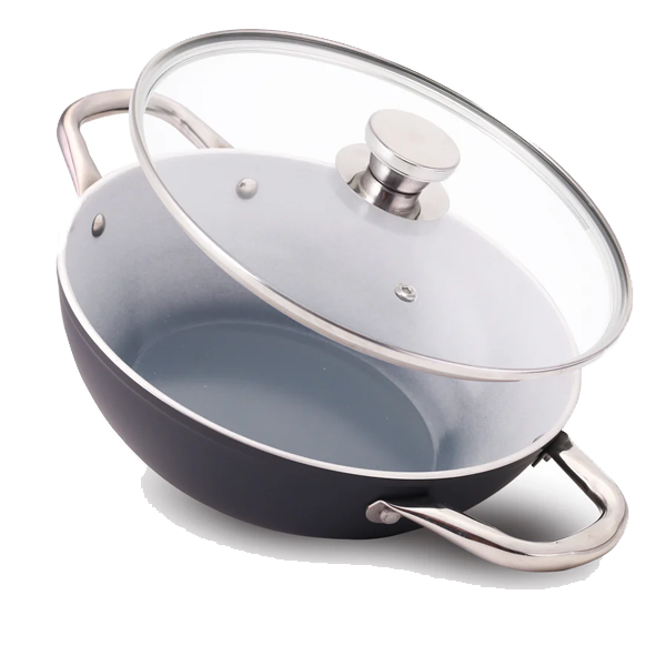 Wonderchef Eco-Glide Kadhai 2.5L with Glass Lid 24cm(WCKGECOGLIDECERA24CM)