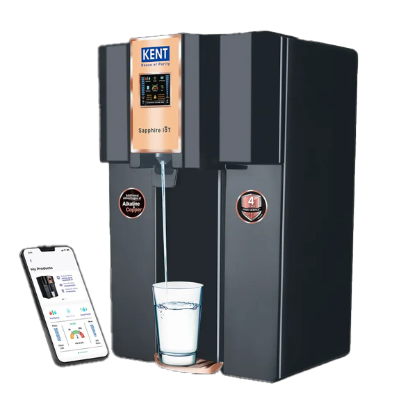KENT Sapphire 8 L RO + In-Tank UV + UF + Copper + Alkaline + Minerals + TDS Control Water Purifier (Black, SAPPHIREALKCU)