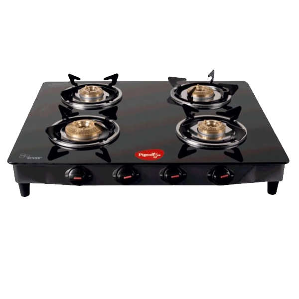 Pigeon Jumbo 4 Burner Glass Manual Gas Stove (PGJUMBO4B)