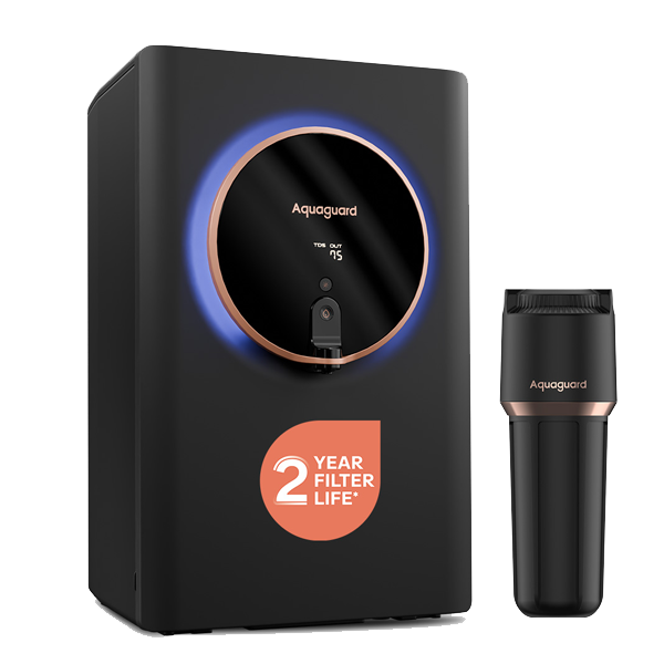 Aquaguard Aspire Halo 2X RO+UV+CU Alkaline Stainless Steel WQI Water Purifier (2 Year Filter Life, With Mega Sediment Filter, AGASPIRHALRUCAS2XWQI)