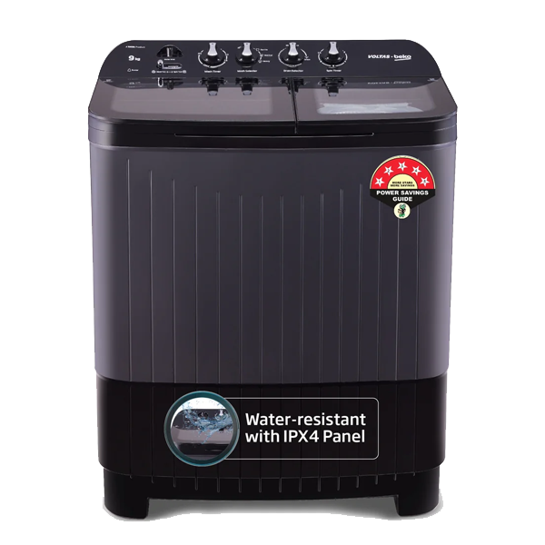 Voltas Beko 9 Kg 5 Star Semi Automatic Top Load Washing Machine (WTT90UDXBKGR4)