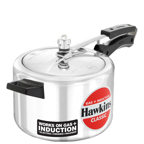 Hawkins Aluminium 5 Litre Classic Pressure Cooker, Induction Inner Lid Cooker, Pan Cooker, Best Cooker, Silver (HKSICL50ALU5L)