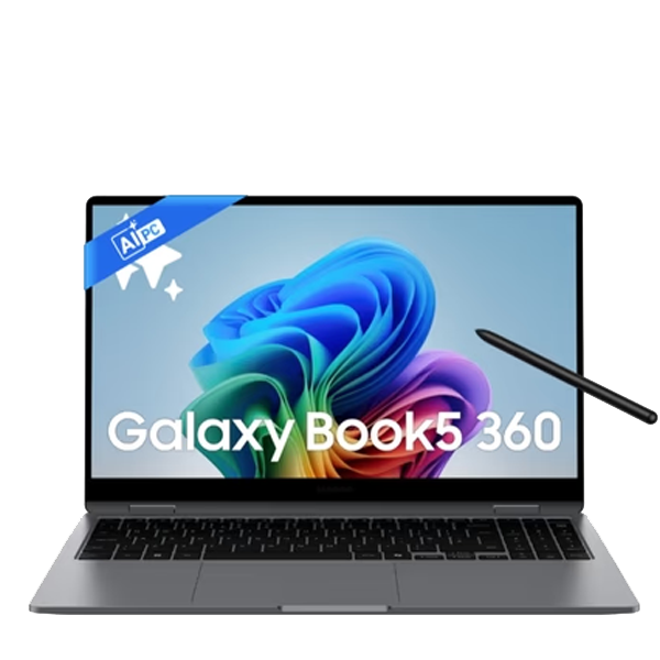 Samsung Galaxy Book5 360 Intel Core Ultra 5 Touchscreen Thin & Light Laptop (16GB, 512GB SSD, Windows 11 Home, 8GB Graphics, 15.6 inch FHD AMOLED Display, MS Office 2021, Gray, NP750QHALG1BK5360IU5)