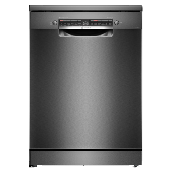 BOSCH Series 6 15 Place Settings Free Standing Dishwasher with 60 cm Brushed Black Steel Anti-Fingerprint (No Pre-rinse Required, SMS6HMC00I)