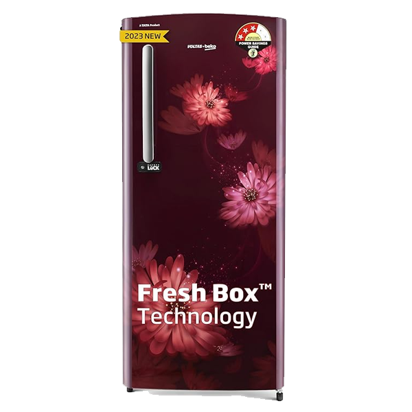 Voltas Beko 210L 3 Star Single Door Direct Cool Refrigerator (Dahlia Wine, RDC245B3W0BWE)