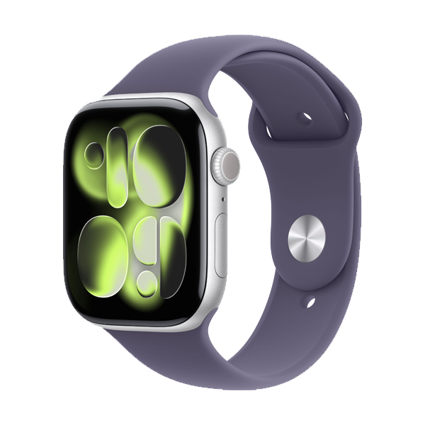Apple Watch Series 11 GPS 46 mm Silver Aluminium Case with Purple Fog Sport Band - M/L (IWS11GPS46SILALMEVA4)