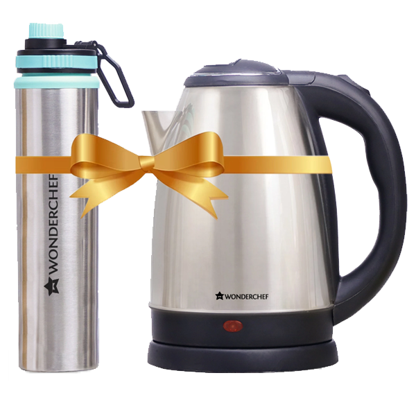 Wonderchef Crescent Electric Kettle 1.8 L and Sippy Stainless Steel 750 ml Bottle (WCEKCRESCENTSSB750ML)