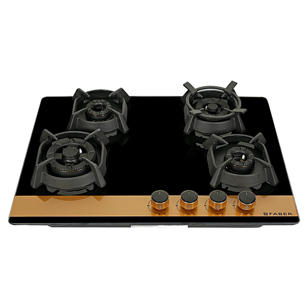 Faber Utopia Pro HT 704 BR CI Toughened Glass Top 4 Burner Automatic Hob (Flame Failure Device, Black, UTOPIAPROHT704BRCI)