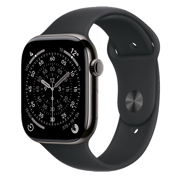 Apple Watch Series 11 GPS + Cellular 46mm Slate Titanium Case with Black Sport Band - M/L (IWS11CEL46SLTTIMFD24)