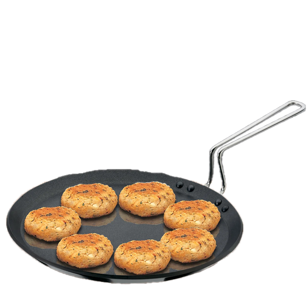 Hawkins Futura 30 cm Flat Tava, Non Stick Tawa with Stainless Steel Handle, Tawa with Rim, Pancake Pan, Flat Pan, Black (HKSNFT30P30CM)