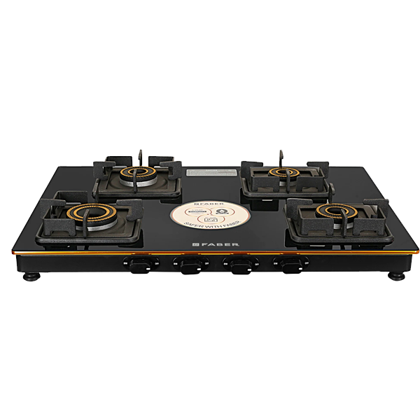 FABER PRINCE PLUS 4BB BK Glass Top 4 Burner Manual Hob (PRINCEPLUS4BBBK)