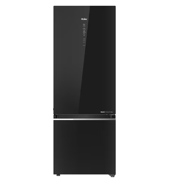 Haier 355 Litres 2 Star Frost Free Double Door Bottom Mount Convertible Refrigerator with Triple Inverter Technology (Black Glass, 2026 Model, HRB4052PKGA)