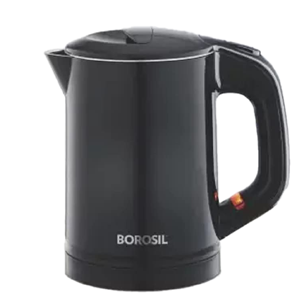 Borosil Eva Stainless Stell Cooltouch Kettle (0.6 Liter, Black, BRSETKEVA0.6LSS)