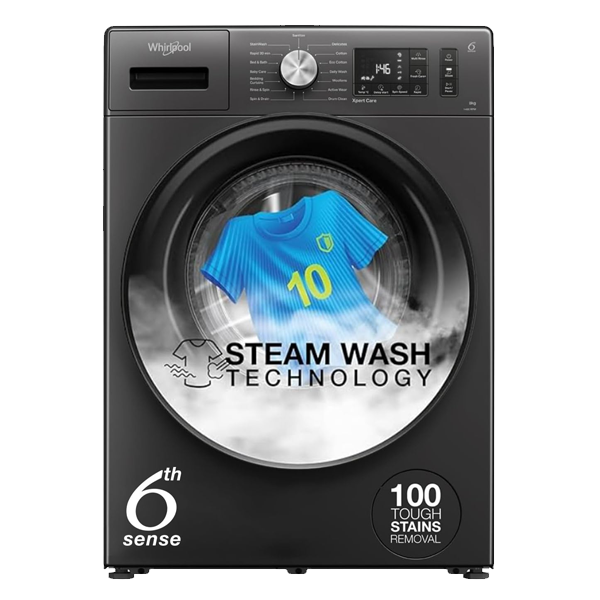 Whirlpool 8 Kg 5 Star Inverter Supreme Care Front Load Fully Automatic Washing Machine with In-Built Heater (XS9014BWME)