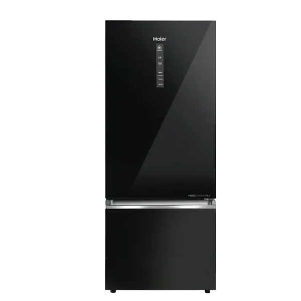 Haier 445 L 2 Star Frost Free Bottom Mount Double Door Refrigerator (Black Glass, HRB4952CKG)
