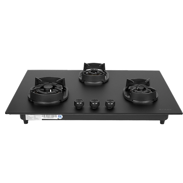 Faber Della 3 Burner 78cm Hob With Auto-Ignition (Brass Burner, Cooktop Hybrid, Matt Black Glass Finish, DELLAHD783CIAI)