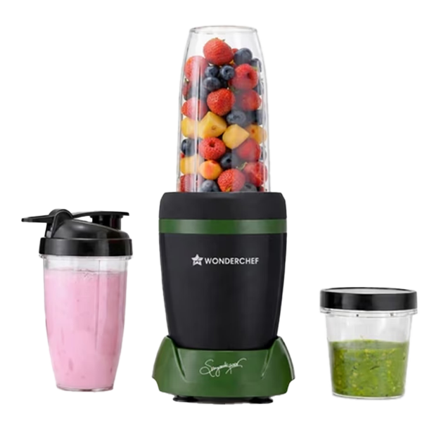 Wonderchef Nutri-Blend Turbo 750W Mixer Grinder Blender Smoothie Maker, 22000 RPM, 3 Jars, Stainless-Steel Blades, Sipper Jar & Lid (WCNBTURBO750W3JAR)