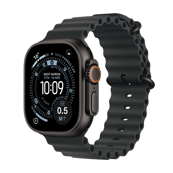 Apple Watch Ultra 3 GPS + Cellular 49 mm Black Titanium Case with Black/Charcoal Trail Loop - M/L (IWU3CEL49BLKTIMF1H4)