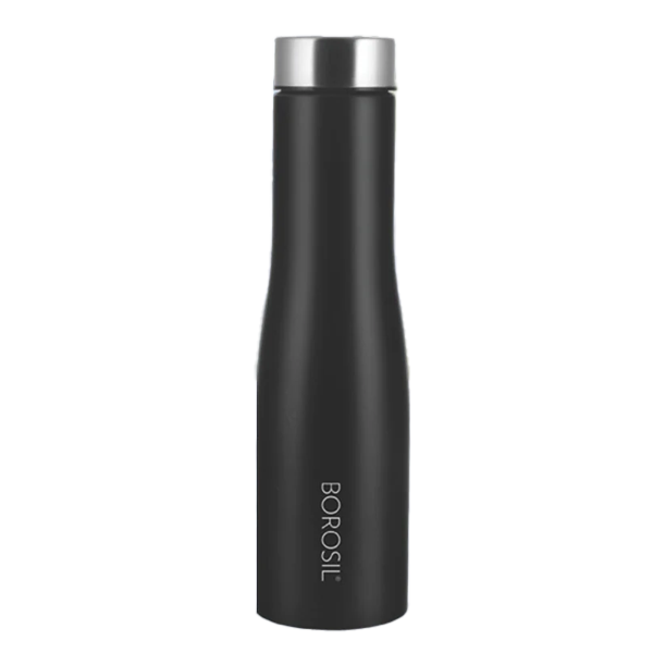 Borosil 1L Hydra Swan Stainless Steel Water Bottle (Black, BRSWBSWAN1L)