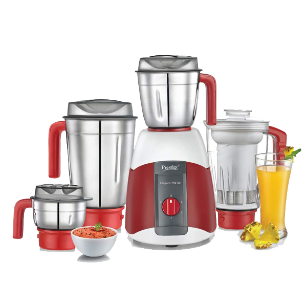 Prestige Elegant V2 4 Jars 750W Mixer Grinder (White, Red, ELEGANTV24JAR750W)