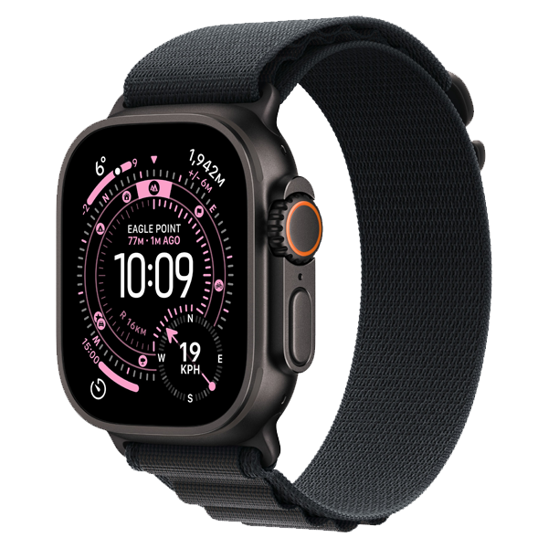 Apple Watch Ultra 3 GPS + Cellular 49 mm Black Titanium Case with Black Alpine Loop - Large (IWU3CEL49BLKTIMF0X4)