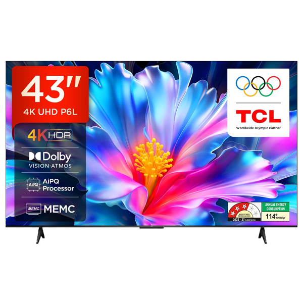 TCL 108 cm (43 inches) 4K Ultra HD Smart LED Google TV 43P6L (TCL43P6L)
