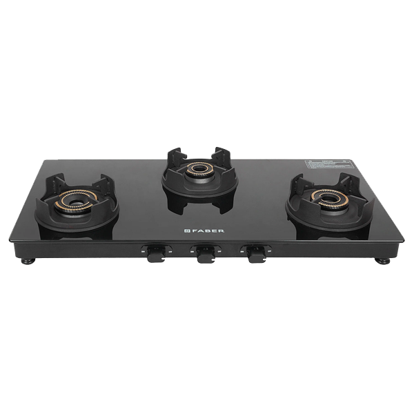 Faber Virat HD 3BB BK Gas Stove | 3 Burner Toughened Glass Cooktop (VIRATHD3BBBK)