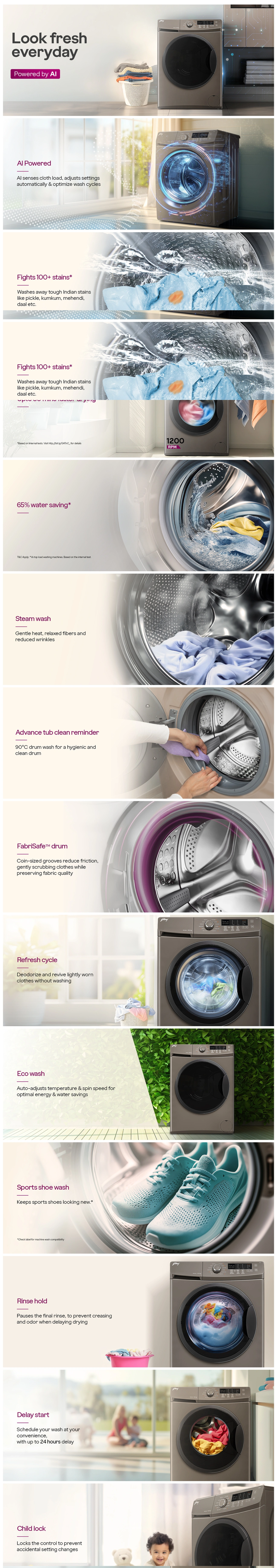 Godrej 8.0Kg Fully Automatic Front Load Washing Machine (WFEONCRS80125FKEDMMB, Metallic Black)