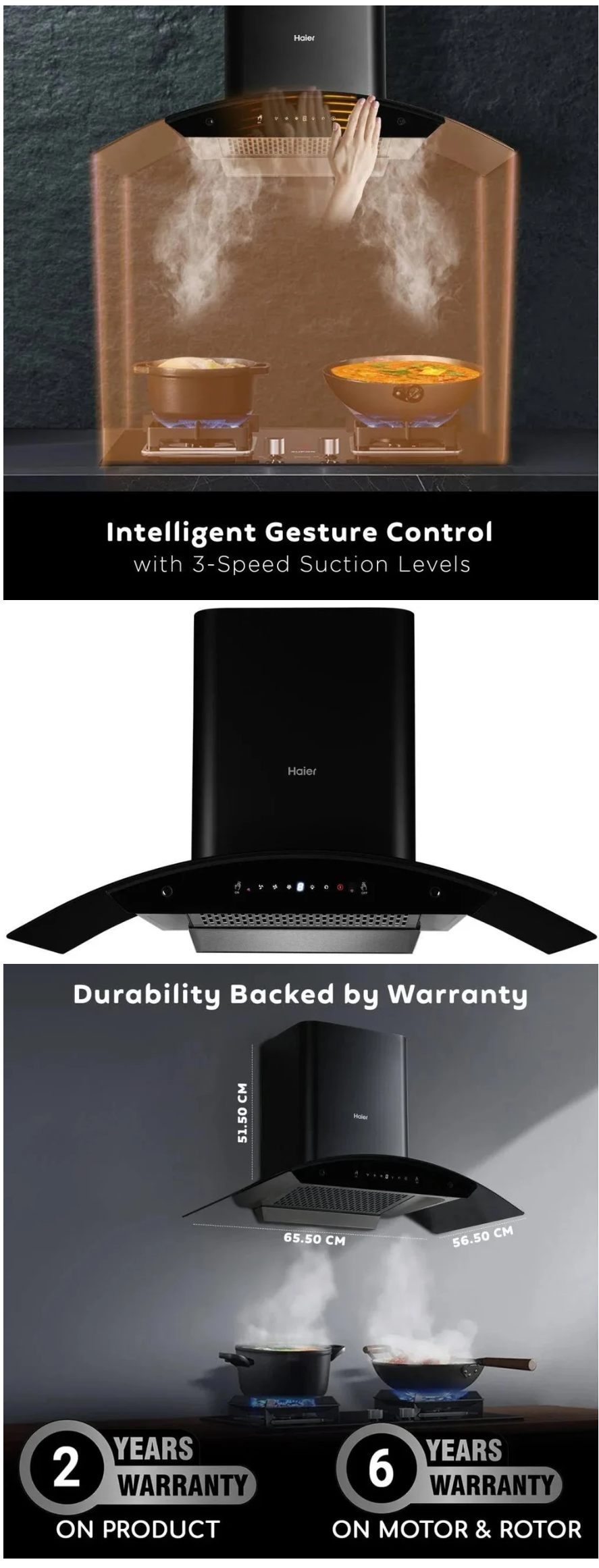 Haier 60cm Electric Chimney (HIHT1600IN)