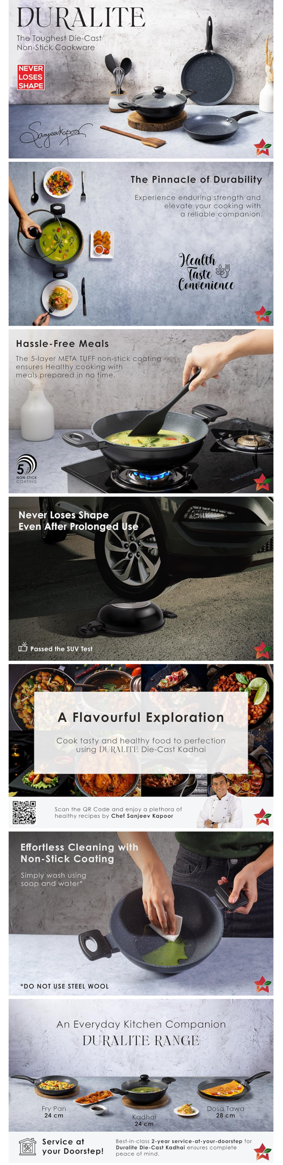 Wonderchef Duralite Die-Cast ,2.4 L Kadhai with Lid 24 cm (WCKHDURALDIECAST24CM)
