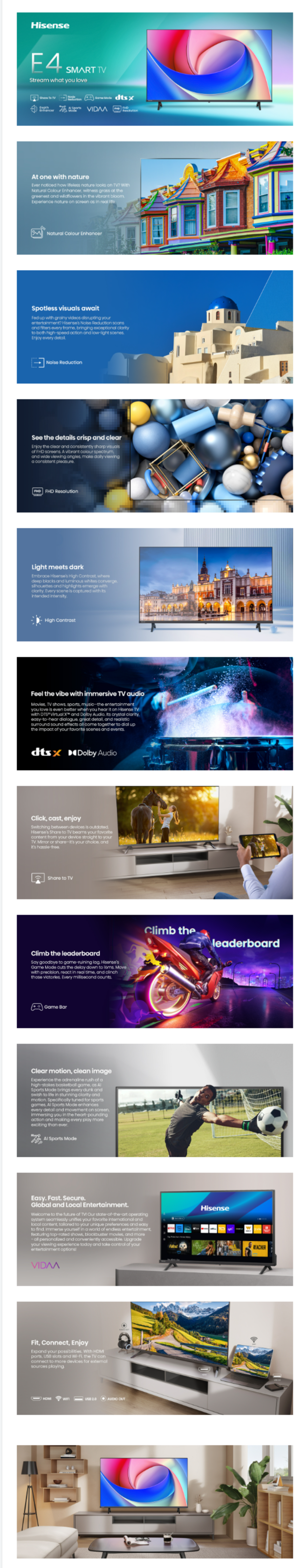 Hisense 43 inch Smart TV, Full HD TV 43 inch (HISENSE43E4S)