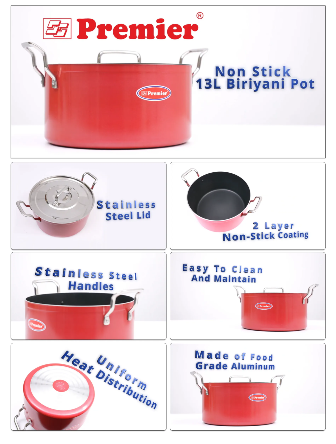 Premier 13L Non Stick Supreme Dum Biriyani Pot(SUPREMEDUMBPOTSSLID)