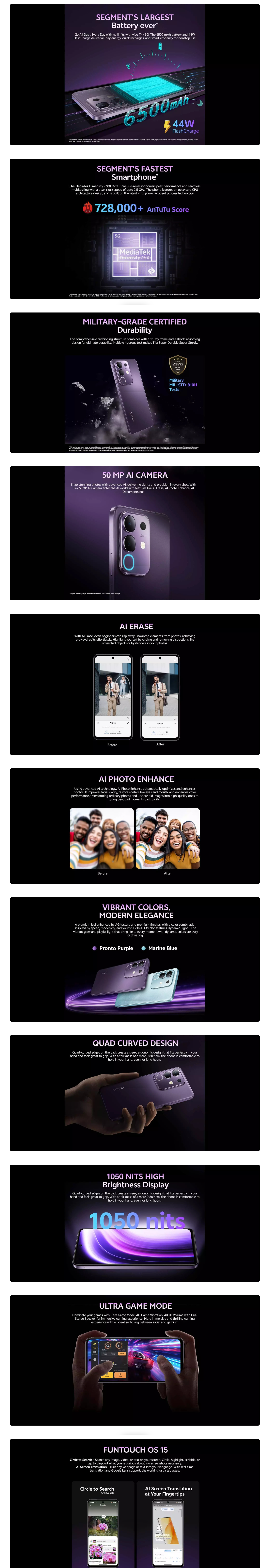 Vivo T4X 5G (6GB RAM, 128GB Storage, T4X5G6128GB)