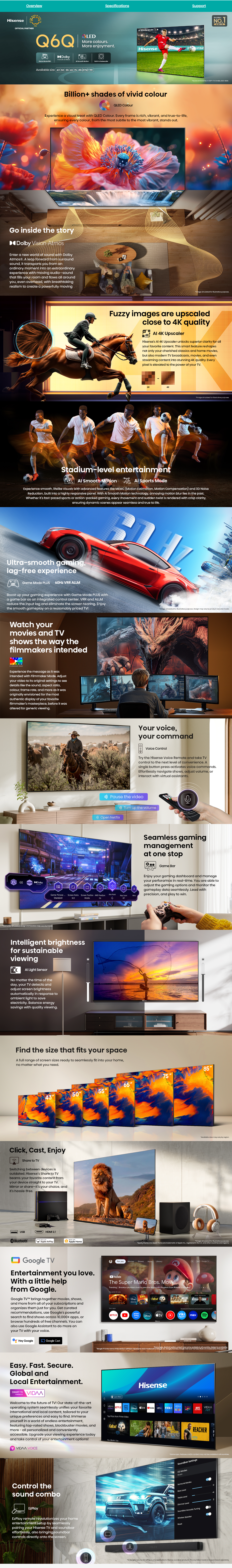 Hisense 43-Inch 4K UHD QLED Smart TV (HISENSE43Q6Q)