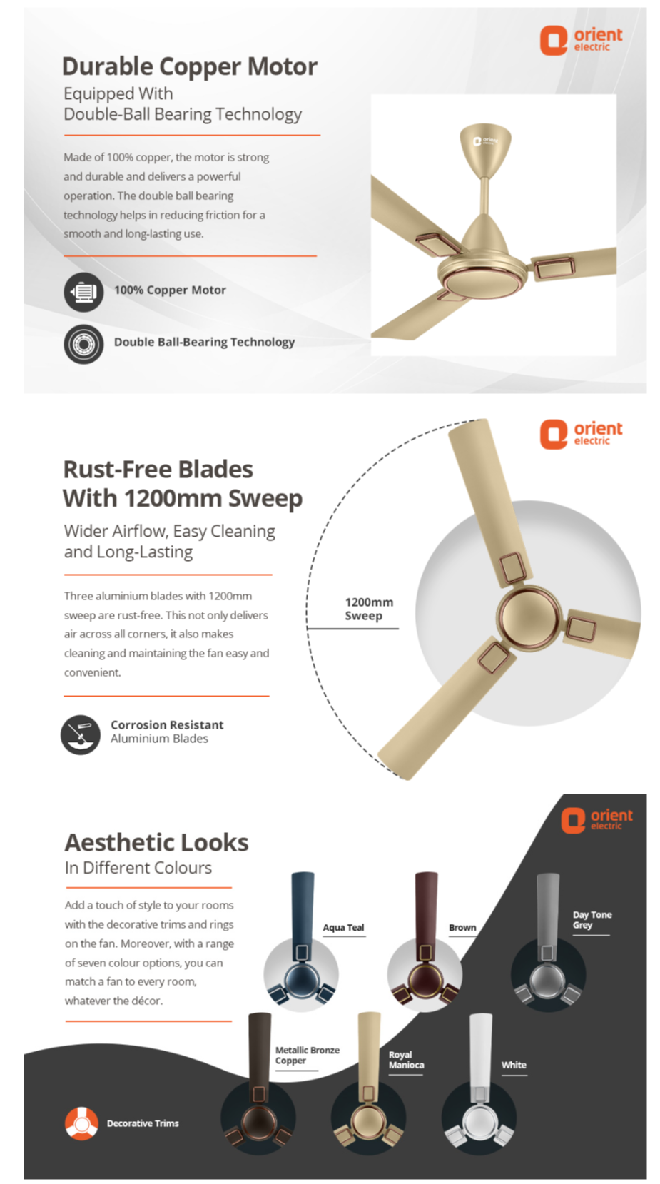 Orient Electric Falcon 1200 mm Deco High Speed Ceiling Fan (48FALCONDECOHS1S)