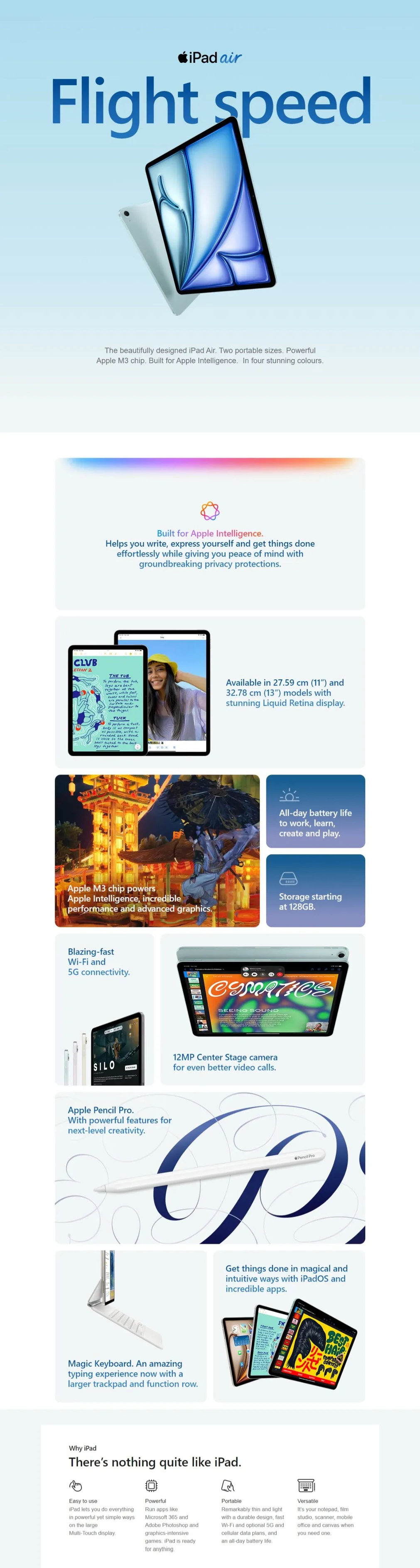 Apple iPad Air Wi-Fi (13 Inch, 256GB, Blue, IPDA13M3WF256SGMCNP4)