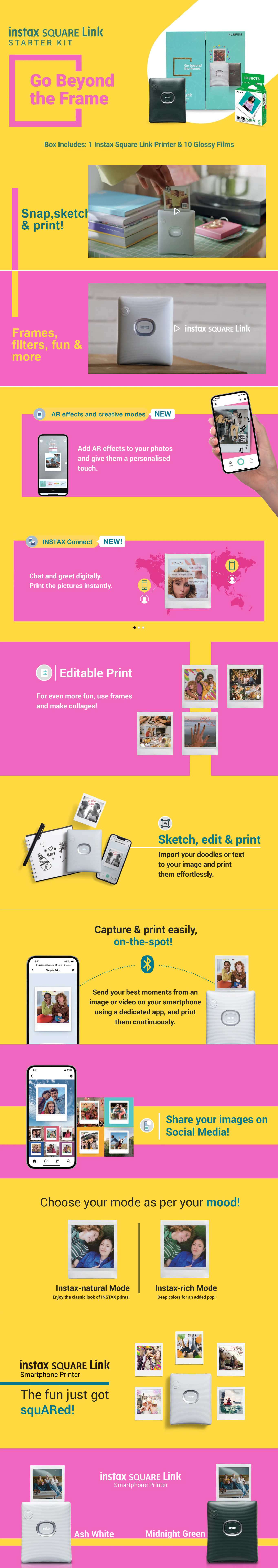 Fujifilm Instax Square Link Starter Kit (INSTAXSQLINKSTARTER)