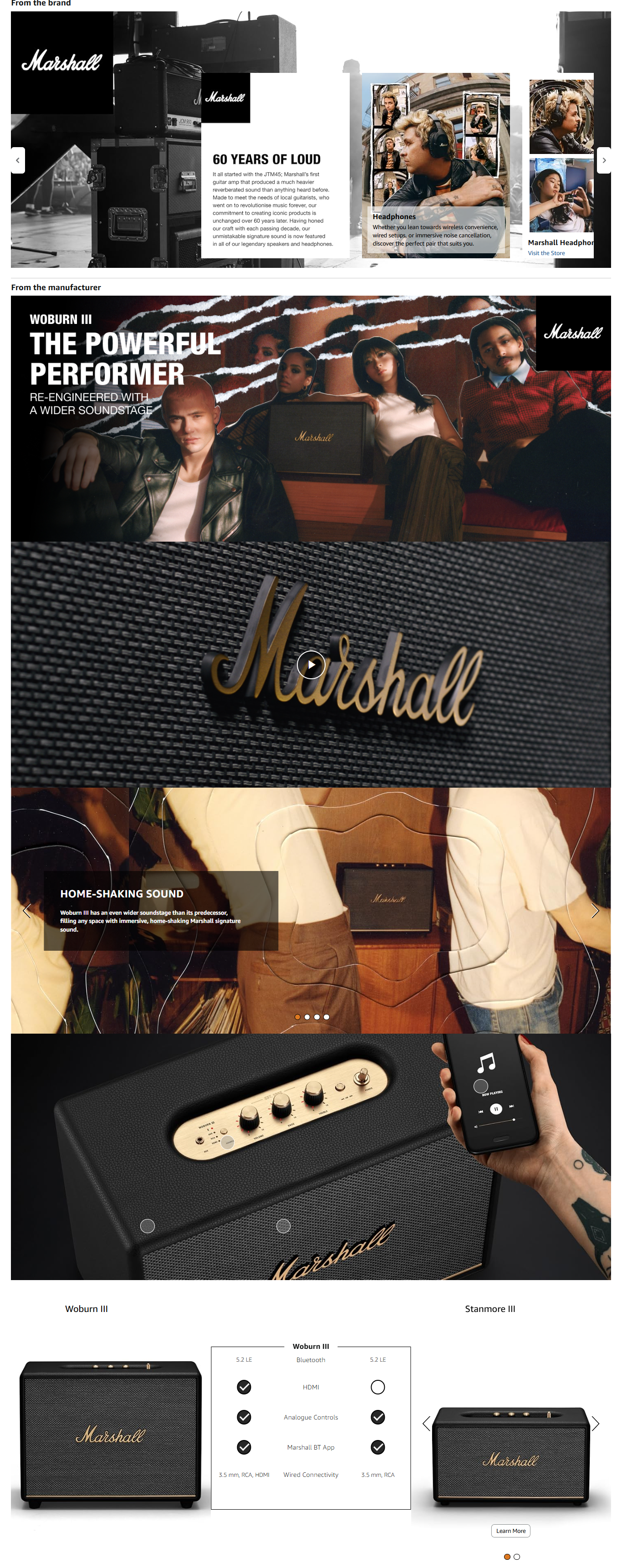 Marshall Woburn III Wired Connectivity Home Speaker with HDMI Input, Bluetooth 5.2 & RCA or 3.5mm (MSBSWOBURNIII)