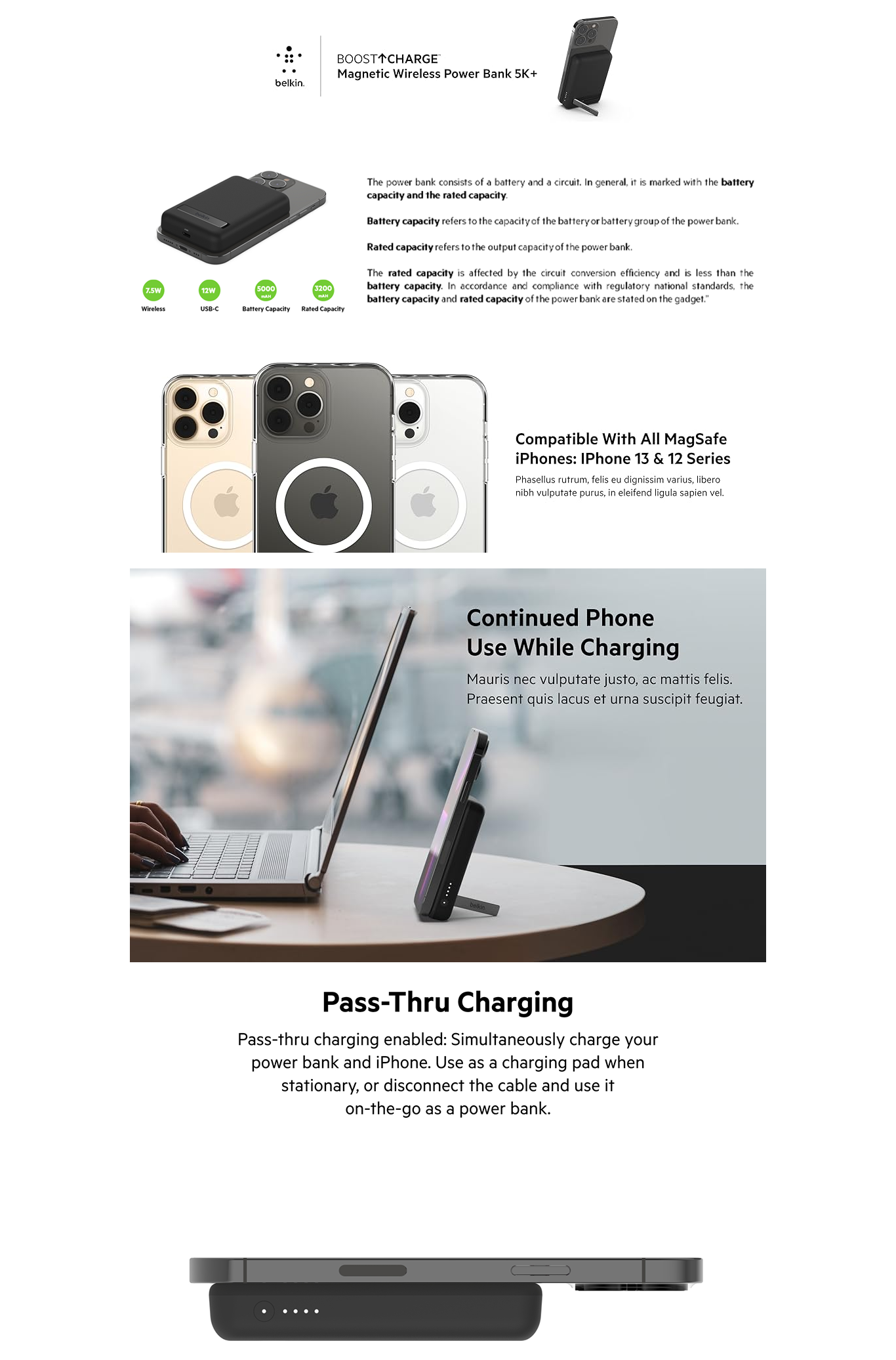 Belkin 5000 mAh Magnetic MagSafe Wireless Power Bank with Stand (BELPB5KMAH)