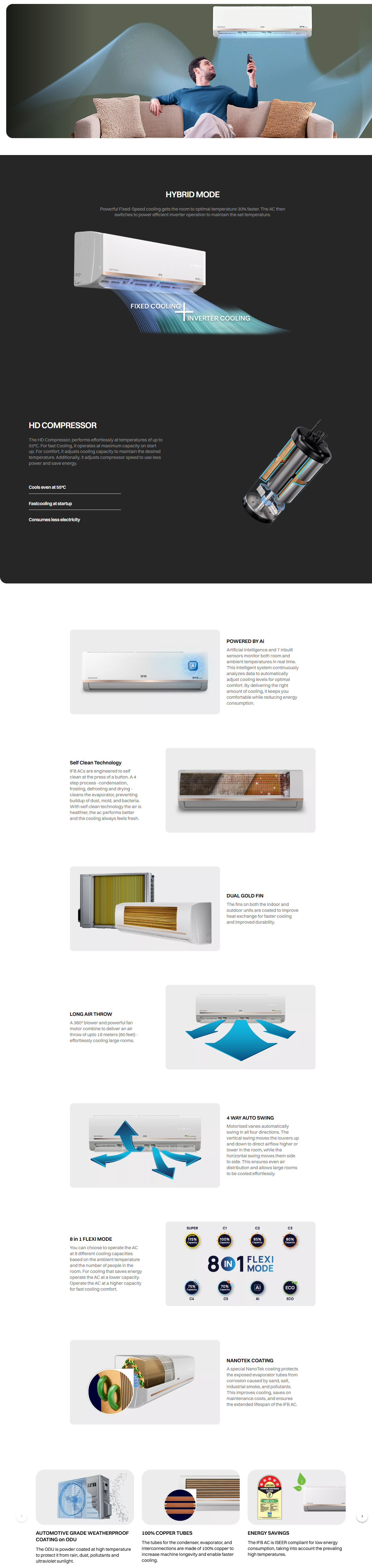 IFB Fastcool 1.5 Ton 3 Star Air Conditioner with Self Clean Technology (GN Series 1.5TCI193GN3SIU)