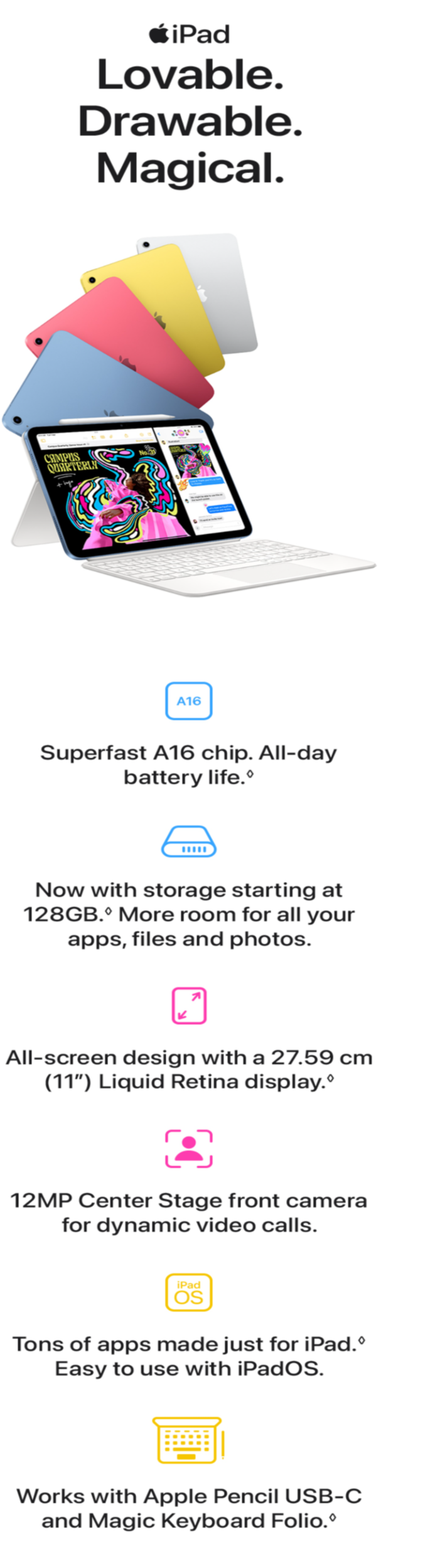 Apple iPad A16 11th Gen 2025 27.59 cm (11 inch) Wi-Fi + Cellular Tablet, 128 GB (IPD11A16WC128YLMD7H4)