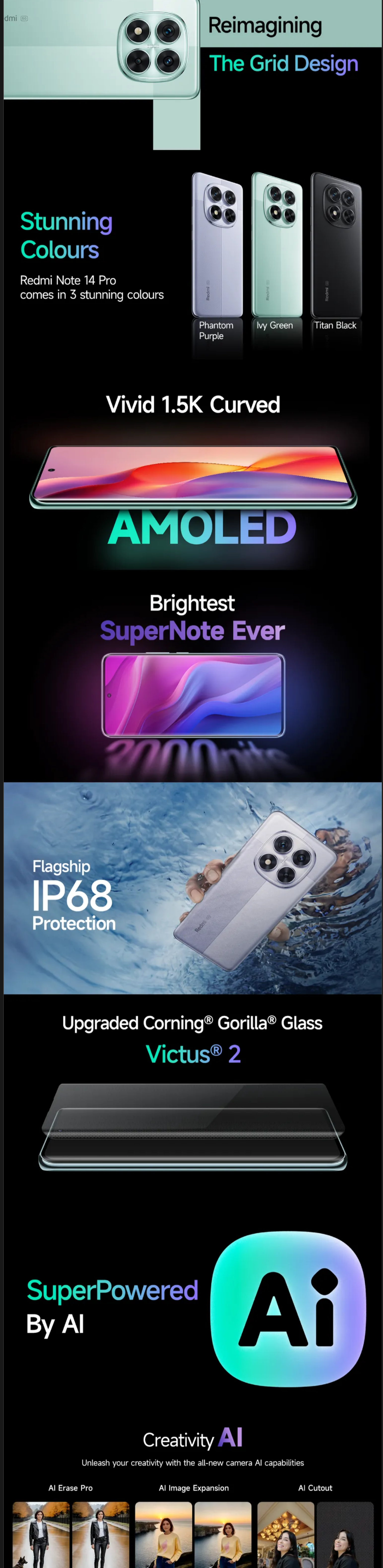 REDMI Note 14 Pro 5G (256 GB)  (8 GB RAM) (RN14PRO5G8256GB)