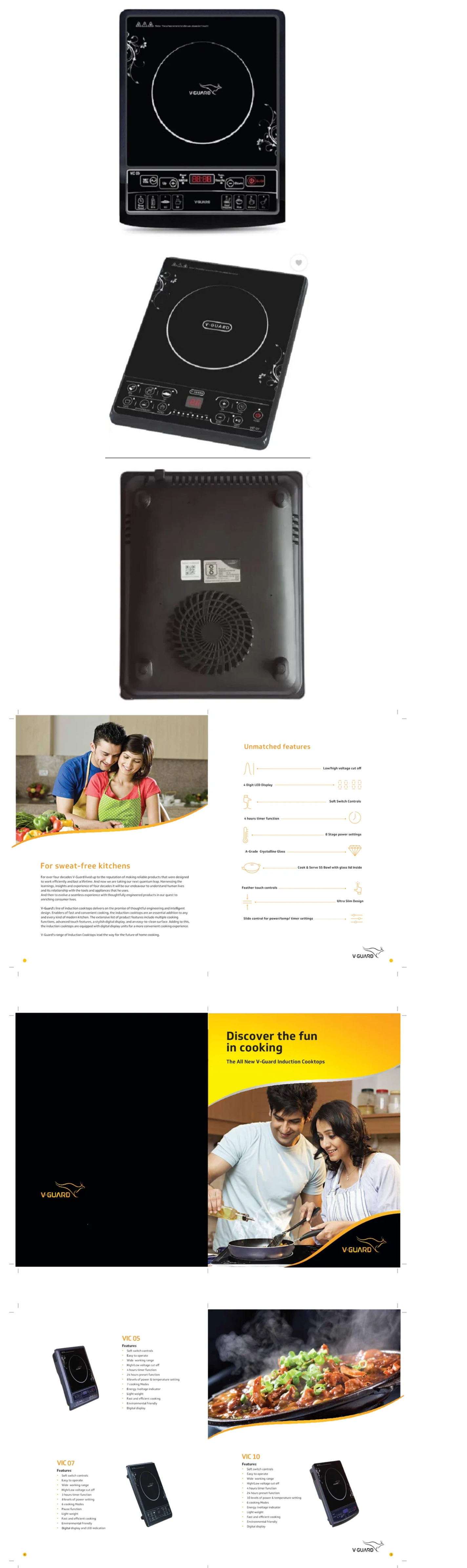 V-Guard VIC 07 1600W Black Induction Cooktop (INDCOOKVIC07V11600W)