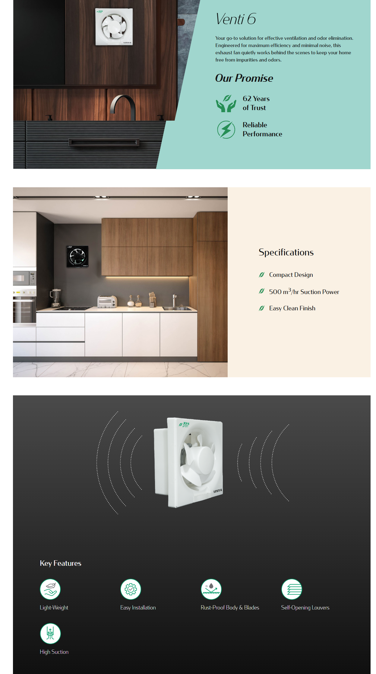 TVS Green Venti 6 High Speed Exhaust Fan (150 mm, VENTI6HIGHSPEED)