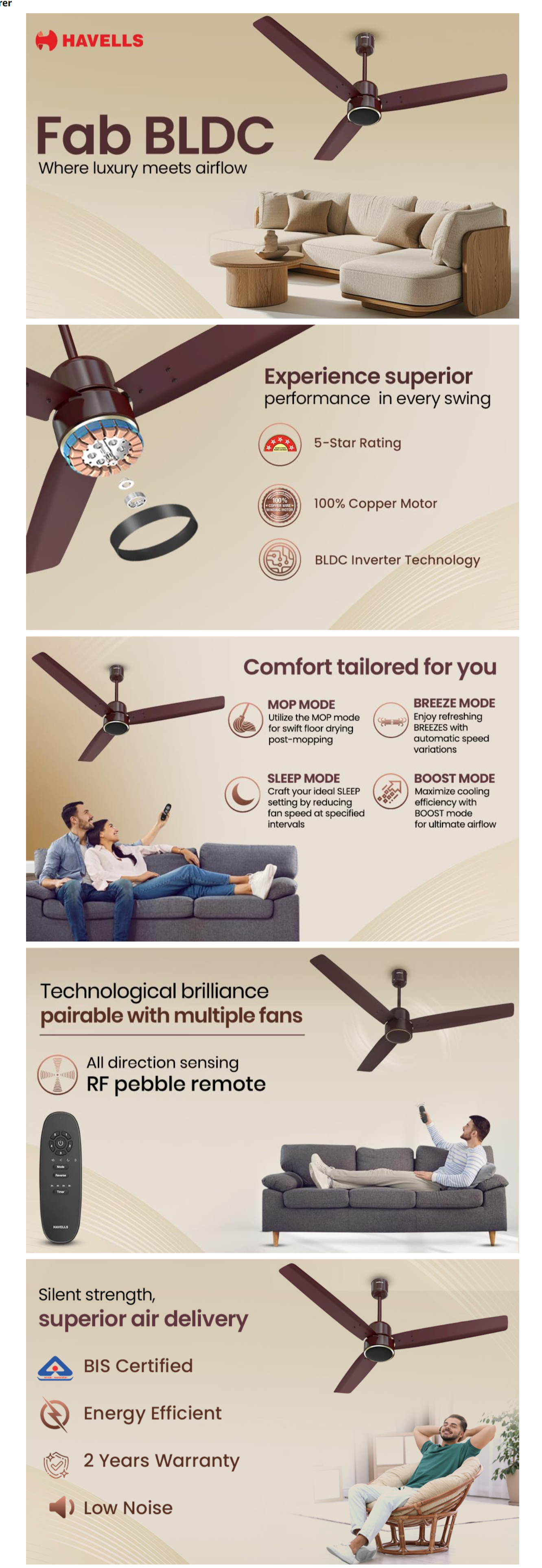 Havells Epic+ R&R BLDC Ceiling Fan (48EPICPLSRRBEE2.05S)
