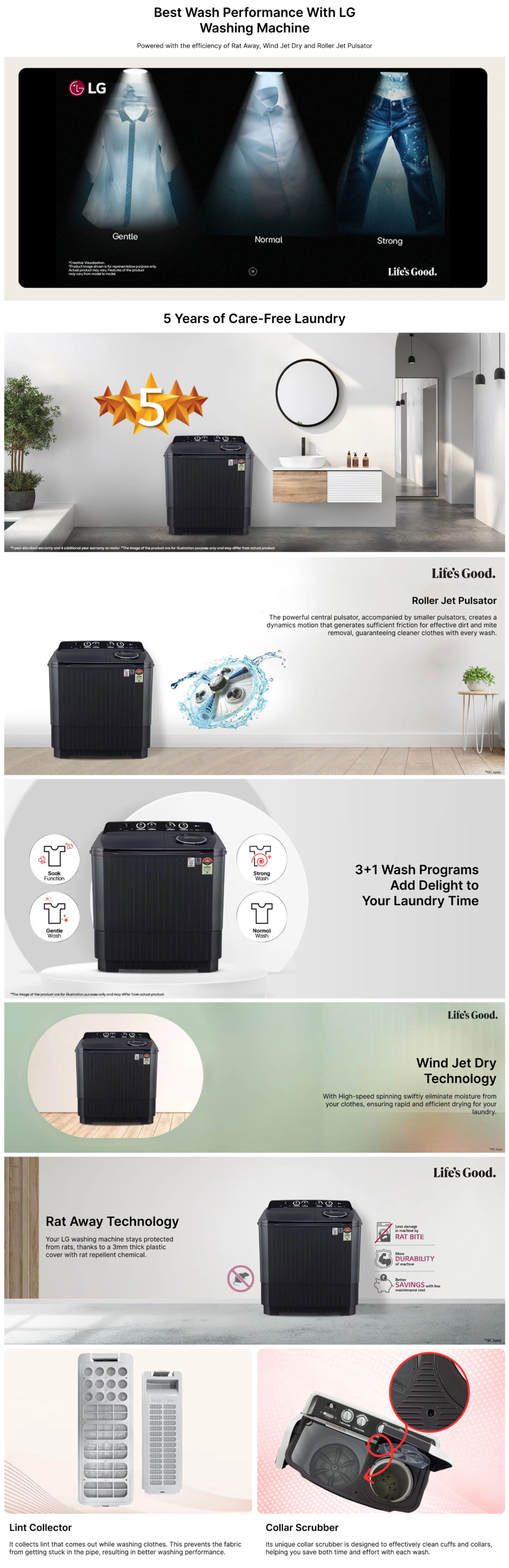 LG 8.0Kg Semi Automatic Top Load Washing Machine (P8035SRAZA)
