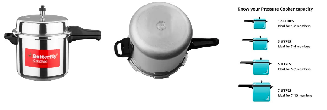Butterfly 10 L Aluminium Pressure Cooker with Induction Bottom (10LSTDPLUS)