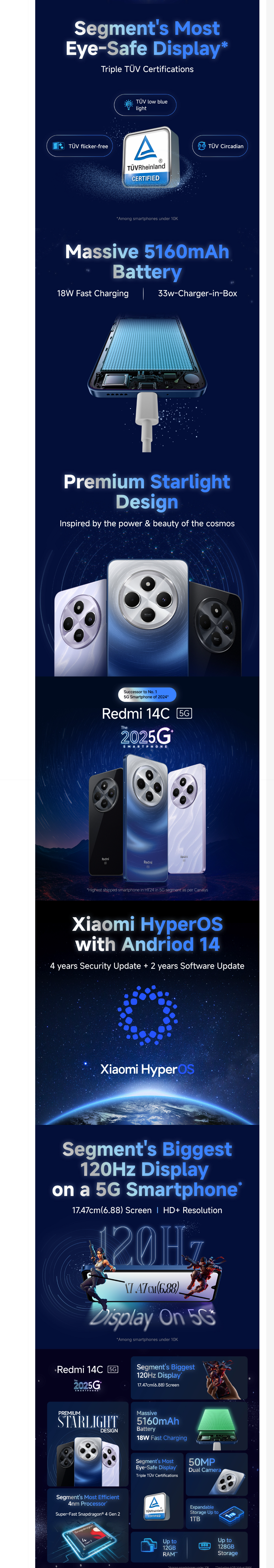 Redmi 14C 5G Mobile Phone (4GB RAM, 64GB Storage, R14C5G464GB)