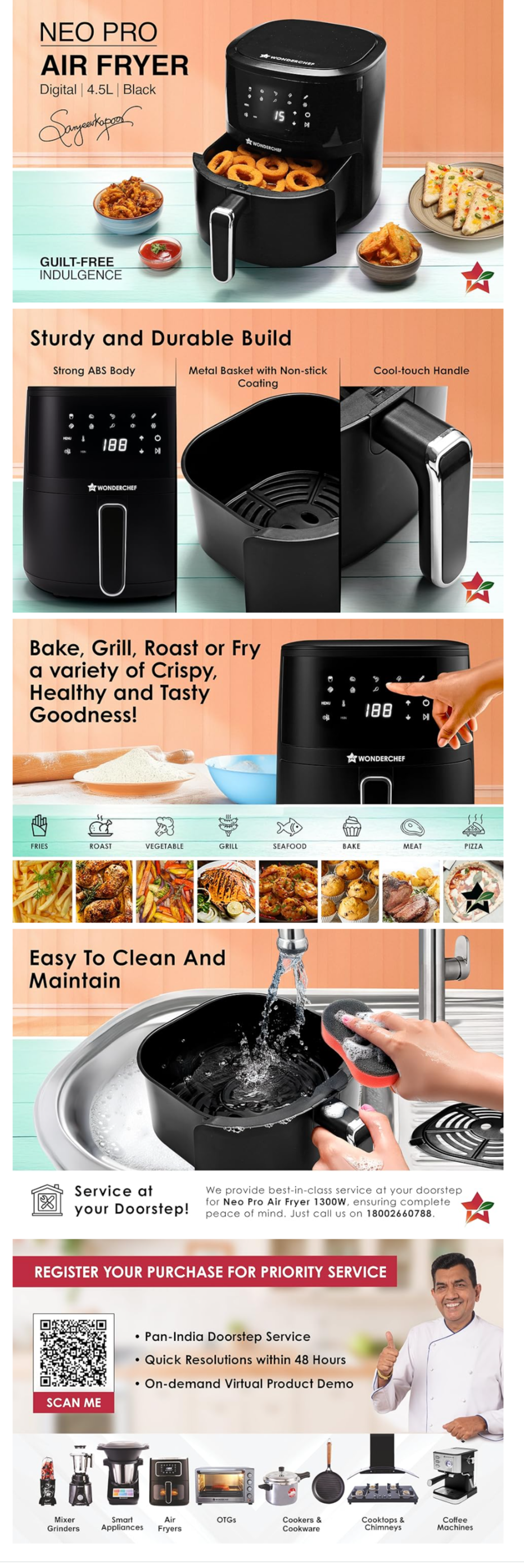 Wonderchef 4.5L Neo Pro Digital Air Fryer (WCAFNEOPRODIGI4.5L)