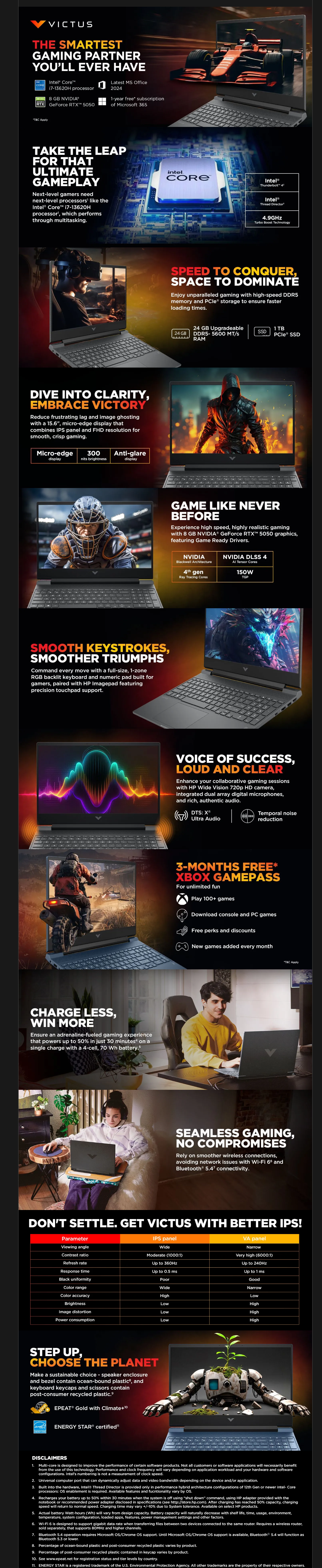 HP Victus Intel Core i7 13th Gen Gaming Laptop (24GB, 1TB SSD, Windows 11 Home, 8GB Graphics, 15.6 Inch 144 Hz Full HD IPS Display, NVIDIA GeForce RTX 5050, MS Office Home 2024, HPVICTUSFA2309TXCI7)